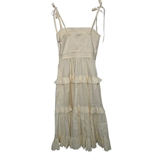 Ulla Johnson Lune Dress in Blanc ruffle tiered cotton poplin ribbon tie size 0 - Picture 10 of 12